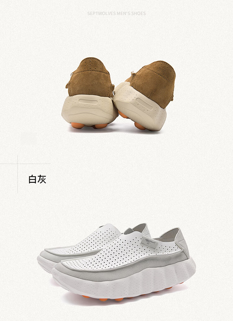 Seven Wolves Summer Breathable Men's Shoes 2026 New Style Perforated Hollow Slip-On Lightweight Comfortable Sports Sandals 44