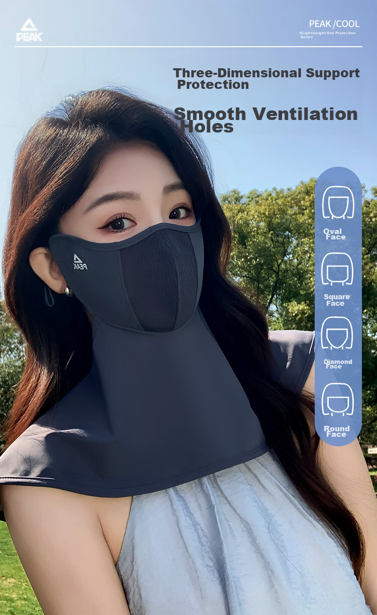 Peak Sun Protection Face Mask Small Face Lace Breathable Ice Cooling Full Face Neck Outdoor Cycling UV Protection Sun Shield 7