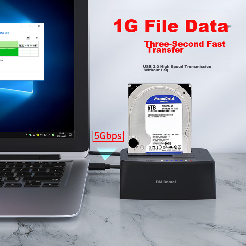 DM Damai 3.5/2.5 Inch SATA Hard Drive Docking Station External Mechanical Mobile Laptop Desktop Hard Drive Reader Dual Bay Duplicator HD045