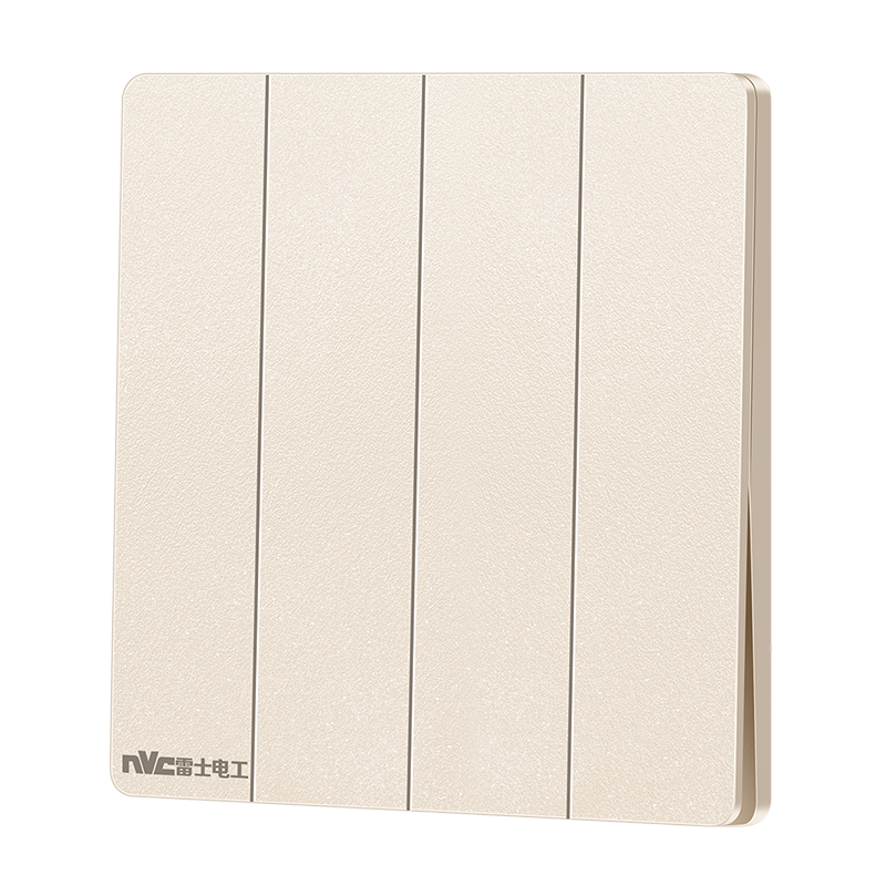 NVC Lighting Electrical Switch Socket Cream Style Ultra-thin Large Panel Four-gang Double Control 86 Type Switch Panel N29 Crescent Yellow