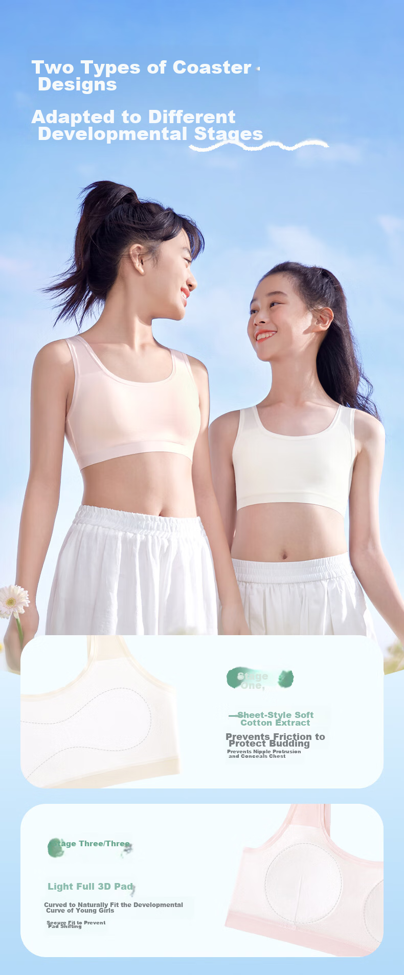 PurCotton Ultra-Thin Cotton Bra for Teenage Girls, Light Breathable Cotton Underwear for Middle School Students Aged 12-16, Self-Operated Second And Third Stage 21