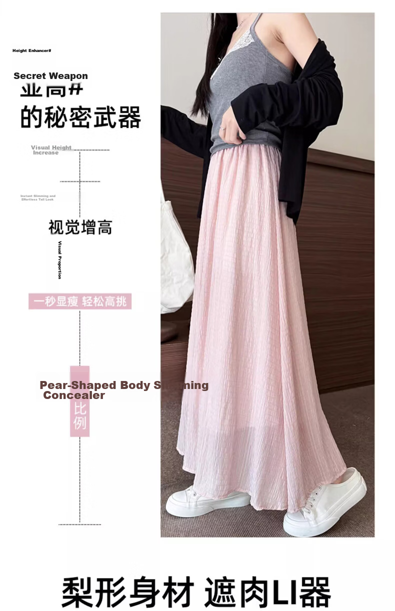 Langsha Green High-Waist A-Line Flared Midi Skirt for Women Summer 2026 New Slim Fairy Tulle Skirt 10