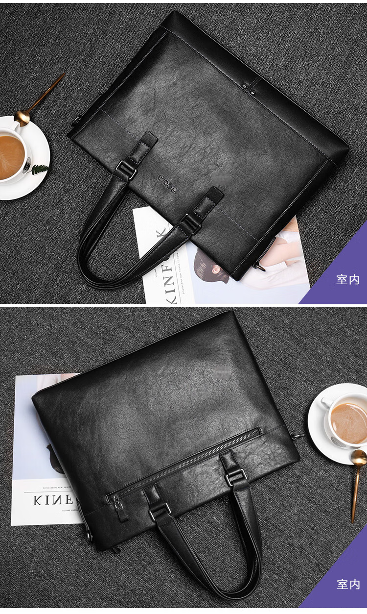COW Briefcase, Men's Handbag, Large Capacity, Casual Business Bag, Tote Bag, C-9808, 14 Inches 16