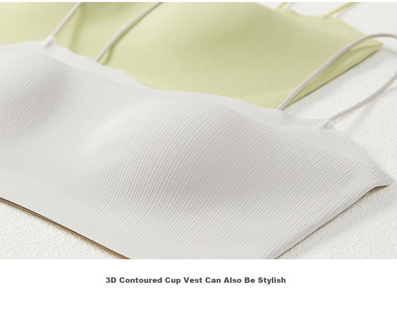 Cosmo Lady Women's 7A Antibacterial Seamless Nude Wireless Bra Summer Thin Camisole Vest Thin Strap Bandeau Bra 22