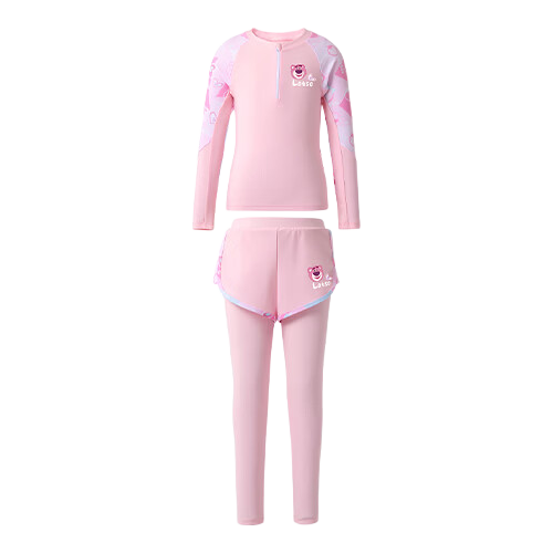 Disney Girls' Two-Piece Long Sleeve Long Pants Swimwear Sun Protection A-Class Bathing Suit D35198 Pink Size 110