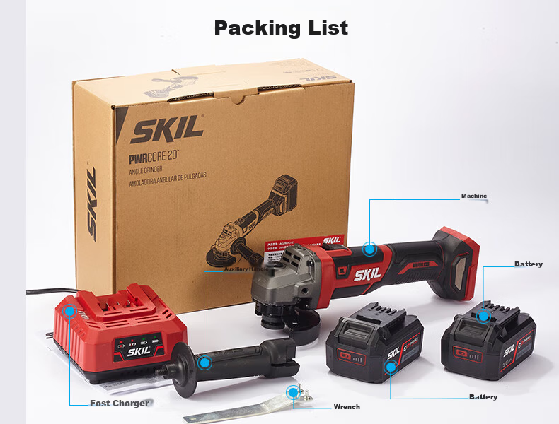 SKIL 20V Brushless Angle Grinder 2907 Lithium Battery Polisher 100mm Multifunctional Cordless Electric Grinding Machine Head 14