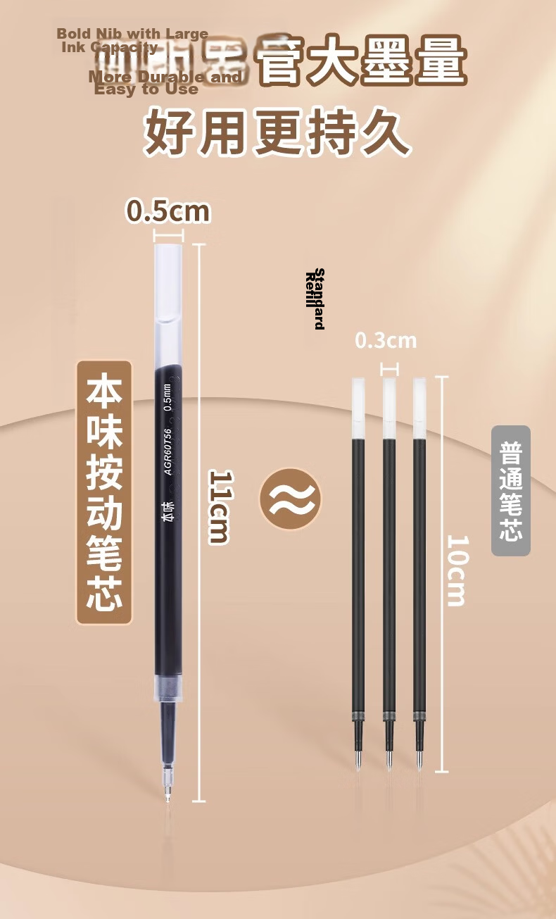 M&G Popular Retractable Gel Pen Refills G-5 Bullet Tip 0.5mm Black Ink 20pcs Box 5
