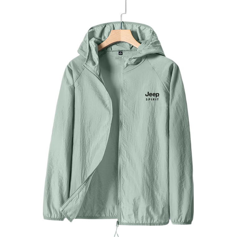 JEEP SPIRIT Men's Summer Ice Silk Thin Breathable Sun Protection Jacket Outdoor Sports Casual Fishing Coat