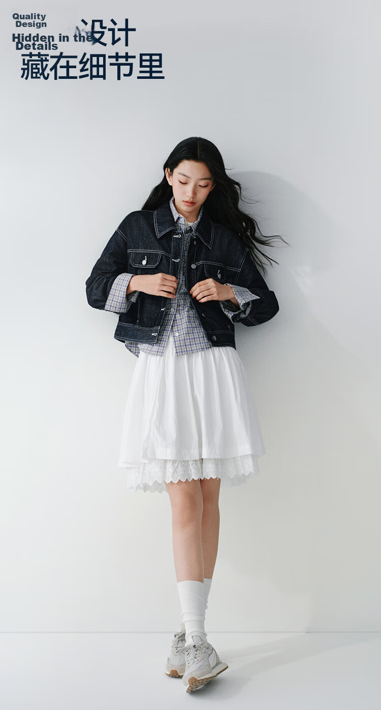 Semir Women's Denim Jacket Spring Short Lapel Drop Shoulder Loose Vintage 2026 Workwear Style Coat 109126108005 11