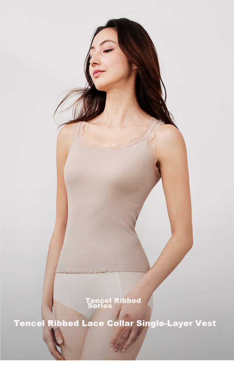 Maniform Women's Ribbed Sexy Lace Wearable Base Layer 3A Antibacterial Beautiful Back Tank Top 1