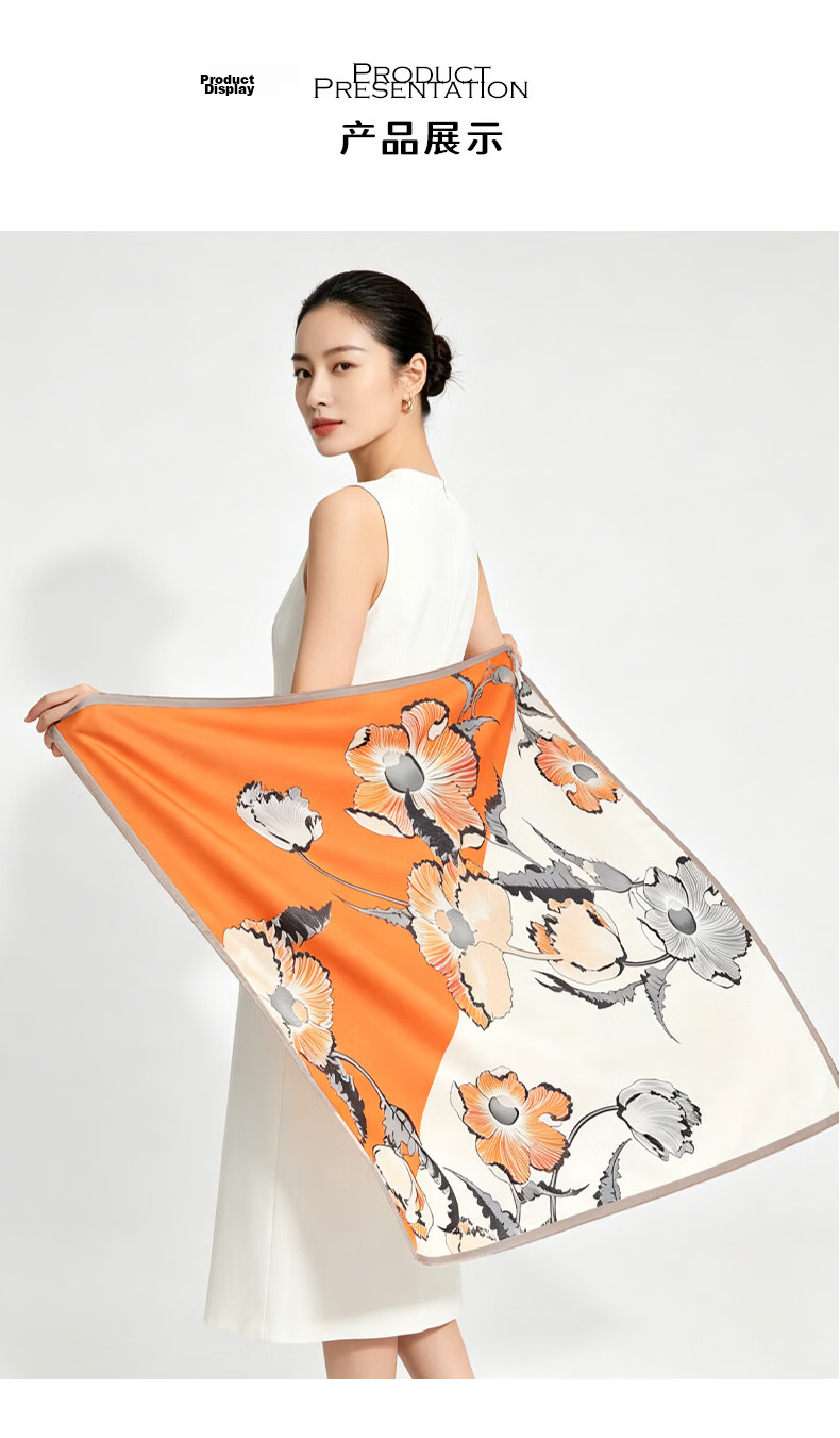 Baoshelan 90cm Silk Square Scarf Women 100% Mulberry Silk Scarf Spring Summer New Carriage Ballad Gift for Bestie Birthday 5