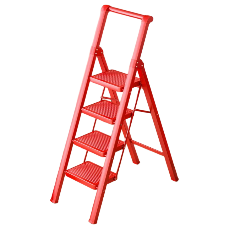 Hakkai Bird Household Folding Three-Step Ladder Thickened Telescopic Red Housewarming Ladder