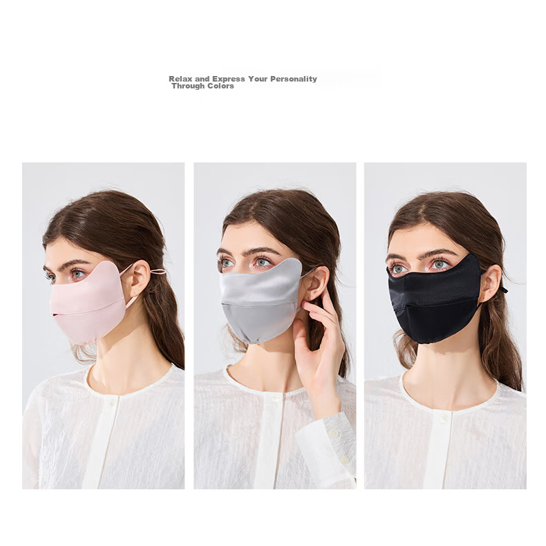 FANCET Women's Summer Silk Face Mask Mulberry Silk Sun Protection Eye Cover UV Protection Lightweight Breathable Skincare Face Bikini 11