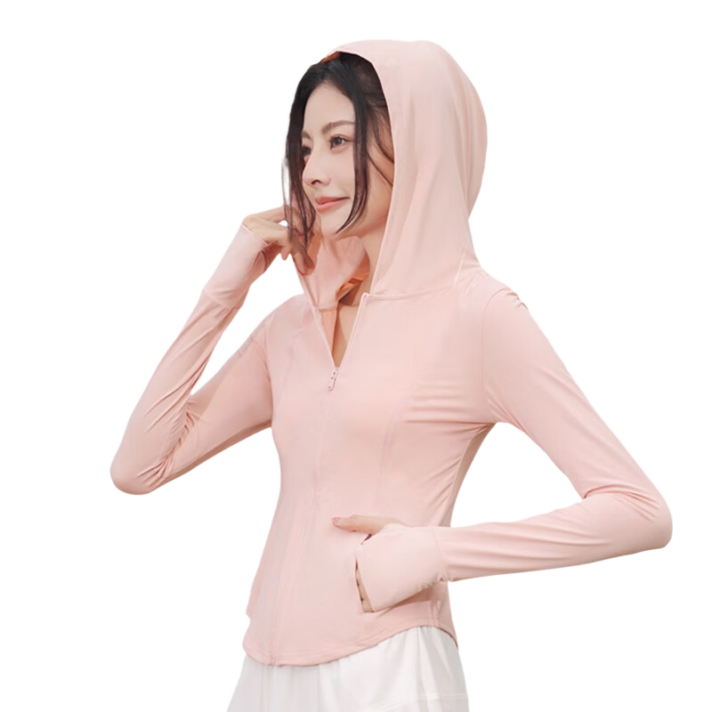 Langsha Women's Sunscreen Jacket New Spring Summer Short Breathable Cooling UV Protection Slim Fit Sun Protection Coat F5