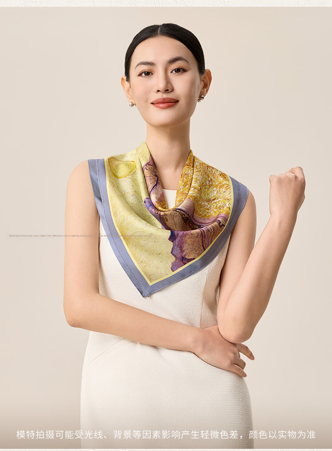 Shanghai Story Spring New 100% Mulberry Silk Printed Square Scarf Gift for Mom Birthday Gift for Girlfriend Women 10