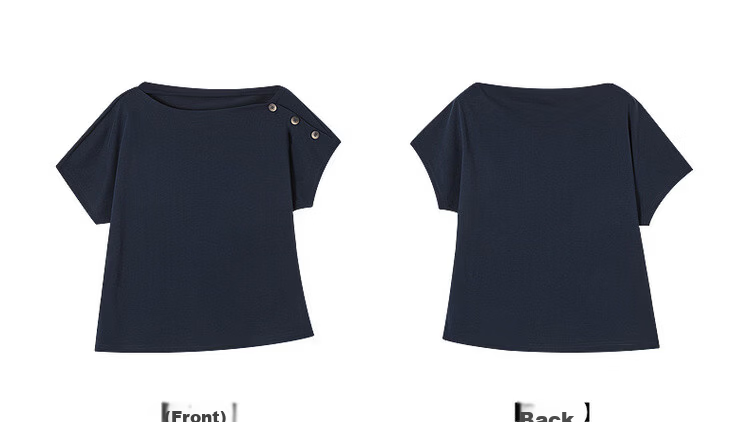 Demana [Cool Sorona] Summer Elegant Off-Shoulder Raglan Sleeve Button Decor Slim Fit Petite Women's T-Shirt 24