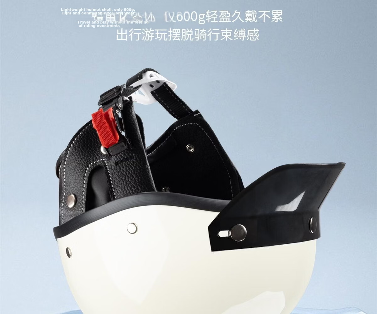 CYCKING New National Standard 3C Certified Motorcycle Helmet Unisex Electric Vehicle Retro Half Helmet Four-Season Universal Safety Cap 9