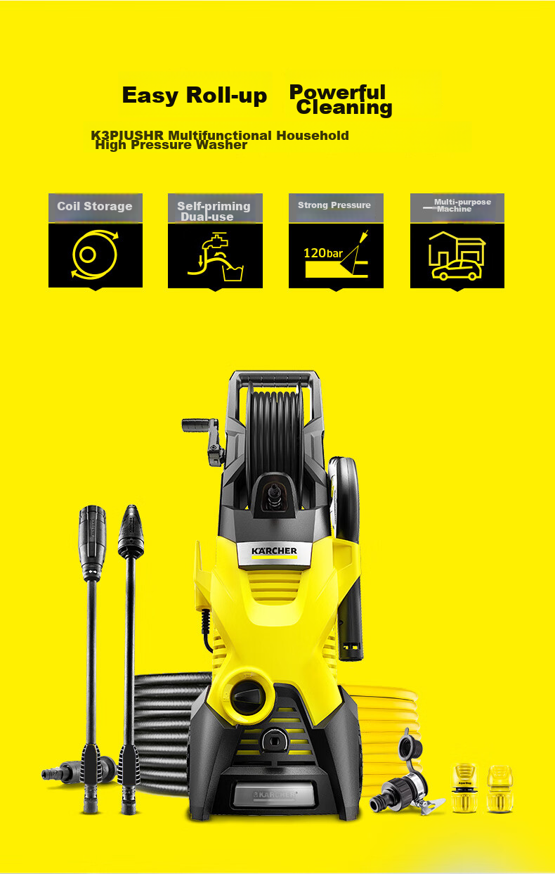 KARCHER German High-Pressure Car Washer K3 Plus HR High-Pressure Water Gun, Cleaning Machine [Classic Model under 1000 Yuan] 8
