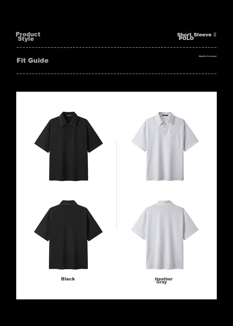 Gxgjeans Men's Simple Commuter Double Collar Lapel Short Sleeve Polo Shirt 26 Summer New Black 180/XL 4