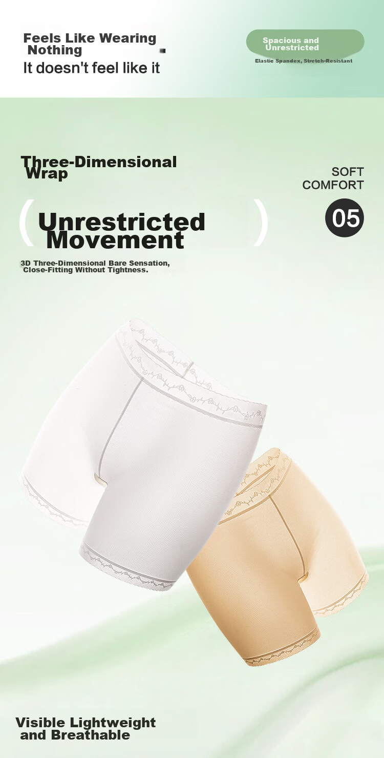 Hodo Women's Safety Shorts 10A Antibacterial Silk Gusset Naked Feel Ice Silk Breathable Anti-Exposure Lace Trim Leggings 2-Pack 6