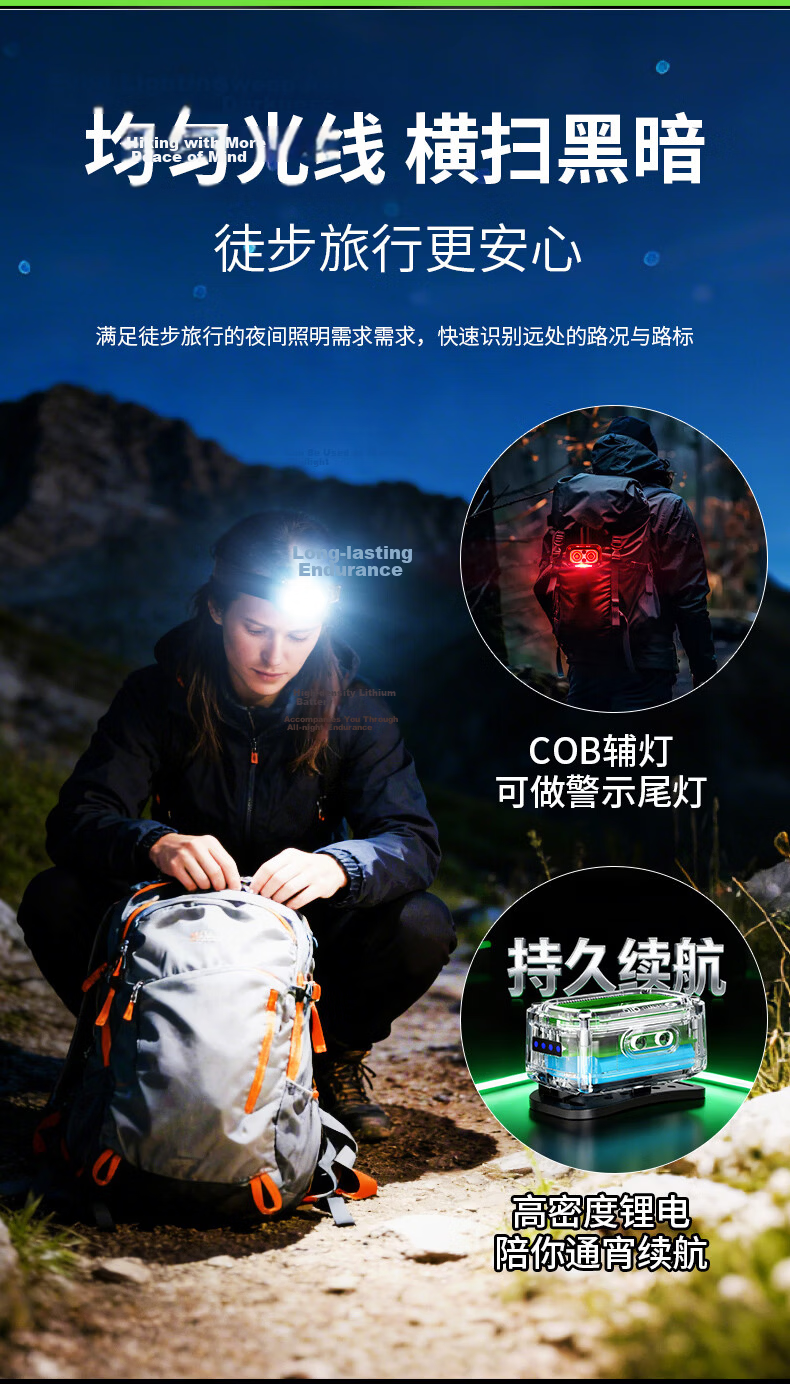AIC Induction Headlamp Super Bright Rechargeable Head-Worn LED Outdoor Mining Long Battery Life 7