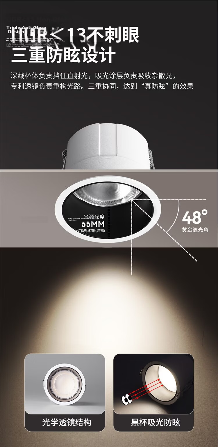 NVC LED Recessed Downlight Corridor Anti-Glare Aluminum Material Cree Full Spectrum Eye Protection 12W Ra98 [Mishue Pro] 5