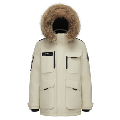 Bosideng Harbin Series Winter Down Jacket Unisex Short Hooded Coat with Large Fur Collar Goose Down