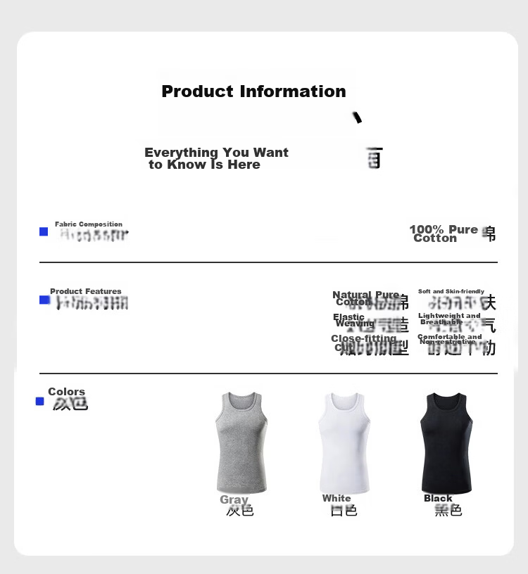 Nanjiren 100% Cotton Men's Sleeveless Vest Middle-aged and Elderly Summer Antibacterial Slim Fit Sports Tank Top Basic Sweatshirt 8
