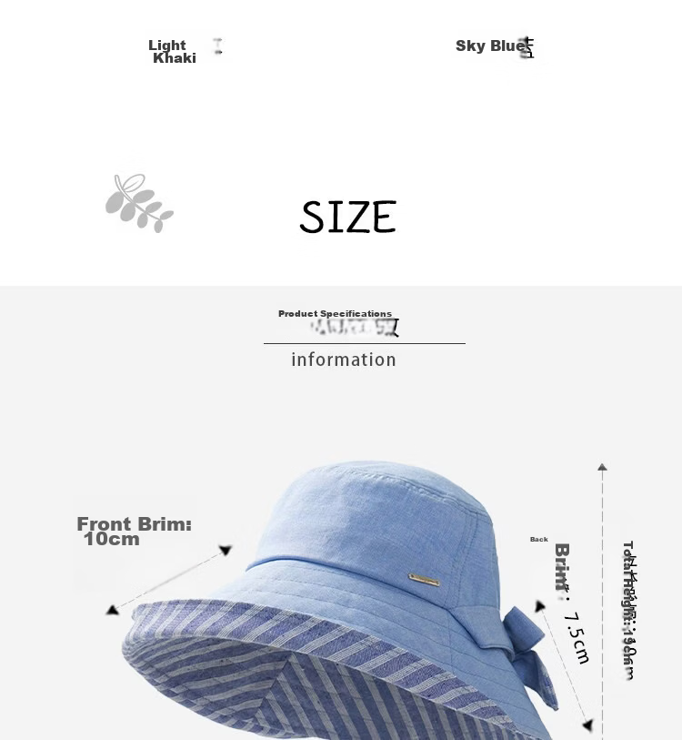 Lagur 100% Cotton Japanese-Style Wide Brim Fisherman Sun Hat UV Protection Summer Women's Sky Blue 6