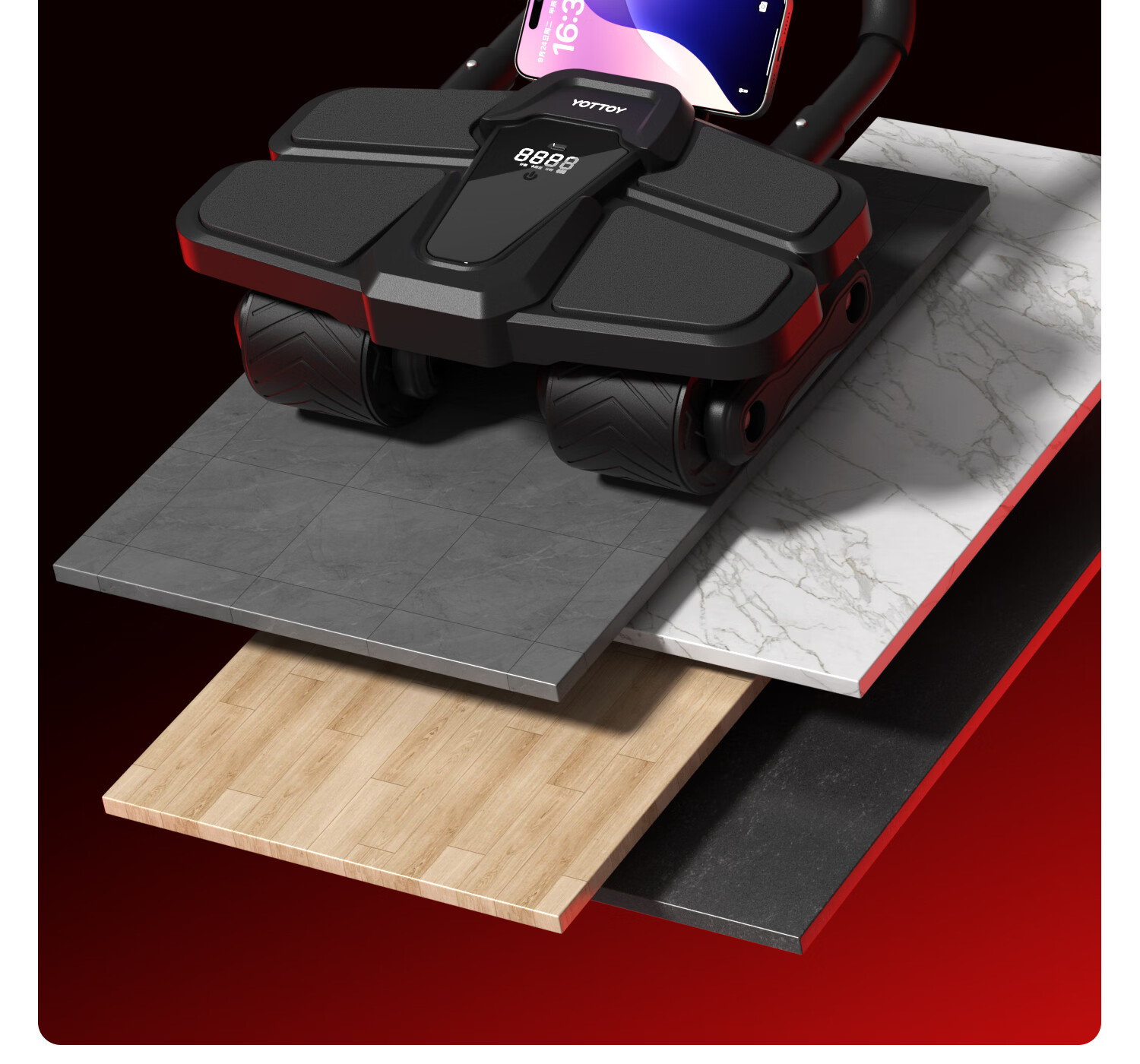 Yottoy Ab Wheel Automatic Rebound Four-Wheel Elbow Support Sit-Up Machine Abdominal Muscle Trainer Slimming Fitness Equipment 17