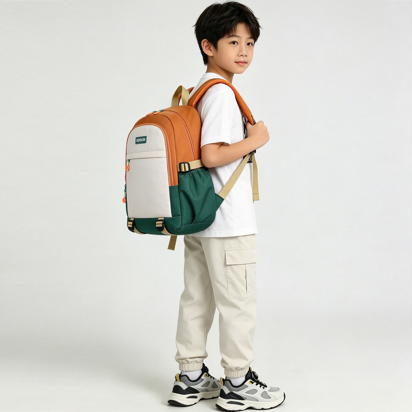 Edison Elementary School Backpack for Grades 1-3 Lightweight Large Capacity Water-Resistant Spring and Autumn Field Trip Study Backpack L08-1