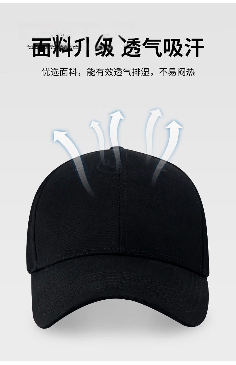 JEEP Men's Fashion Korean Style Baseball Cap Simple Trendy Duckbill Hat Unisex Couple Four Seasons Hat A0084 Black 6