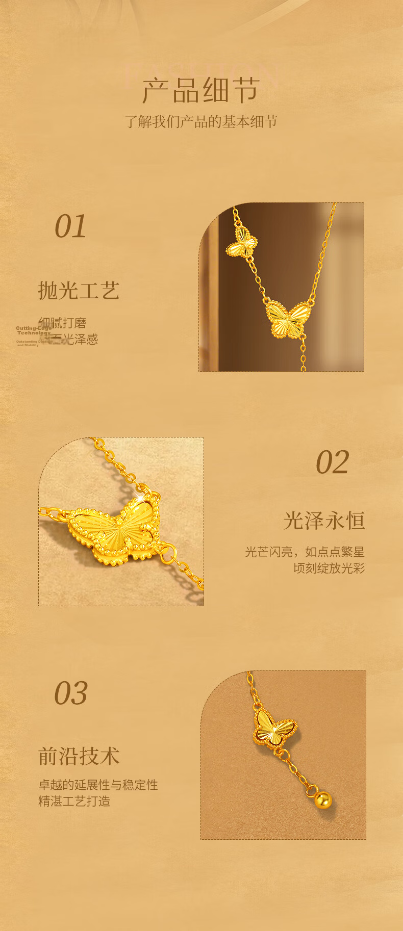 Jinliufu Auspicious Necklace for Women S925 Silver Butterfly Tassel Chain Pure Silver Gold Pendant Mother's Day Gift for Girlfriend 6