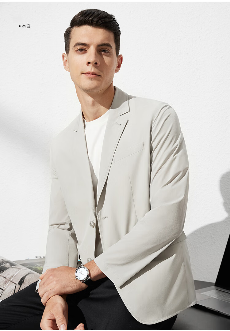 Shanshan [Three-proof Technology Fabric] Sun Protection Blazer Men's Lightweight Business Casual Solid Color Suit Jacket 14