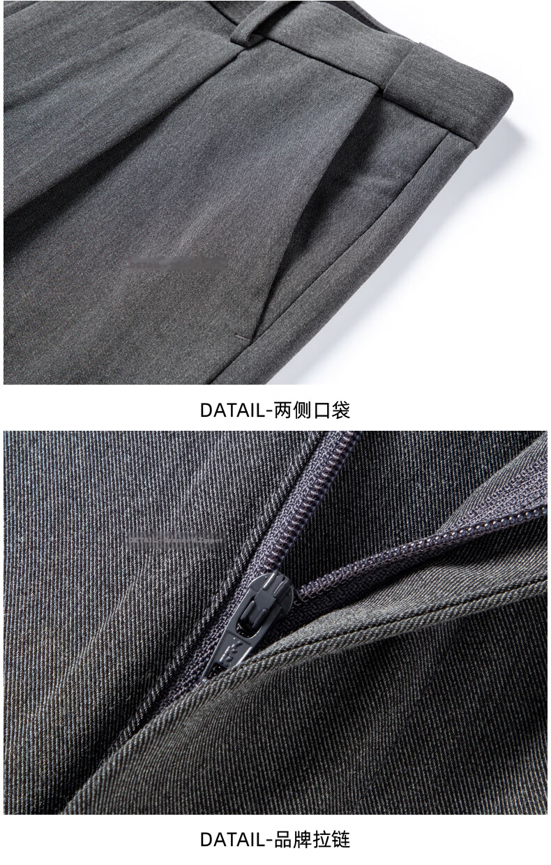 FIRS Men's Four-Season Business Casual Mid-Rise Straight-Leg Solid Color Dress Pants Black 36 31