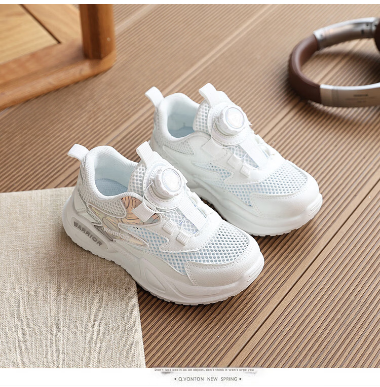 Warrior Summer Kids Mesh Breathable Running Shoes Campus White Sneakers WZ(CL)-2275 33 White 5