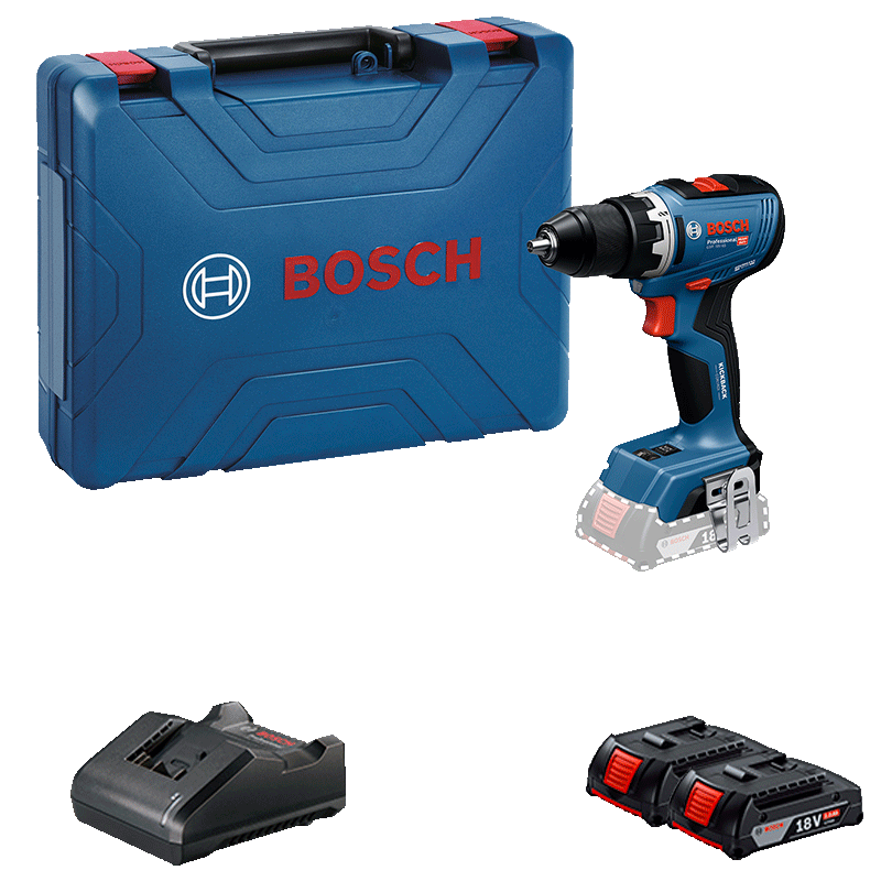 BOSCH GSR 18V-65 Cordless Brushless 2.0Ah Dual Battery Drill Driver Set with GAL1820 Charger
