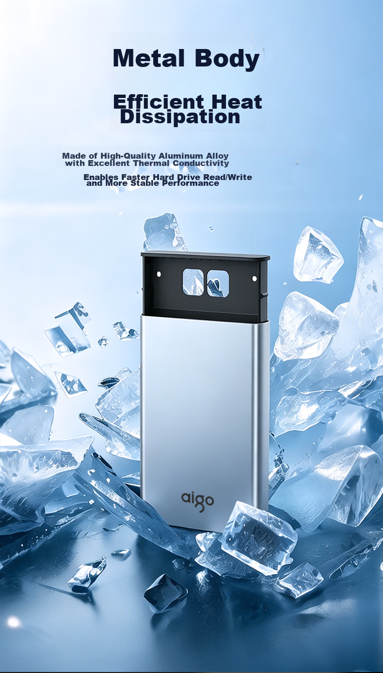 Aigo 2.5 Inch USB 3.0 High-Speed SATA External Hard Drive Enclosure for HDD SSD Laptop Universal Metal Case 4