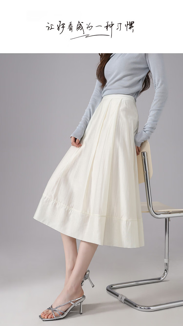 Demana [Lycra Breath Poem] Summer Light Breeze Double-Layer Spliced Flowing Slimming A-Line Mid-Length Skirt for Women 1