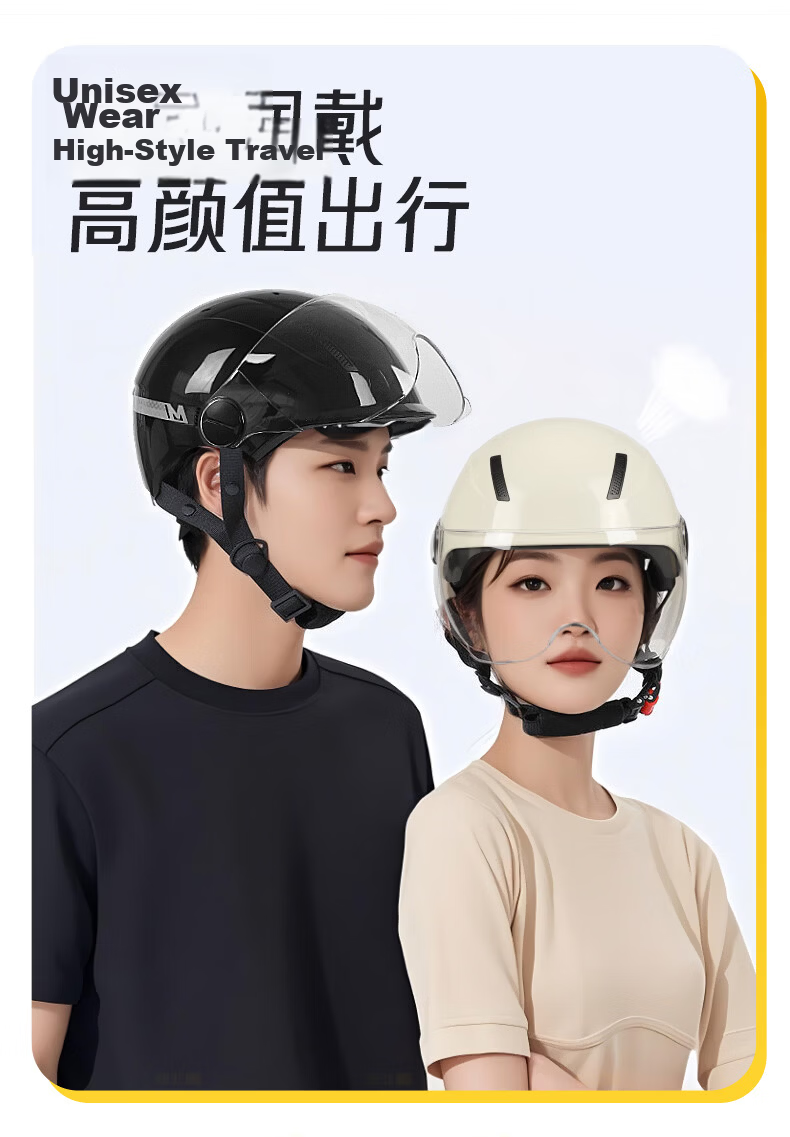 MYARMOR Helmet Electric Vehicle New National Standard 3C Certified Class A Motorcycle Summer Half Helmet Unisex Lightweight Breathable Electric Bike Safety Helmet Khaki White Short Visor (One Size) 54 3