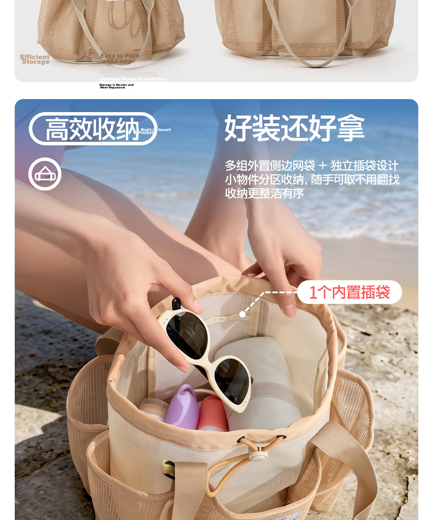 Yottoy Swimming Bag Handbag Large Capacity Wet and Dry Separation Mesh Shoulder Bag Beach Waterproof Storage Bag Navy Blue Pink 9