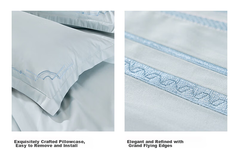 FUANNA Pure Cotton Four-Piece Set 120s Double-Strand Long-Staple Cotton Sateen Embroidery Class A Double Extra Large All Cotton Bedding Set 230*229cm Stingli 15