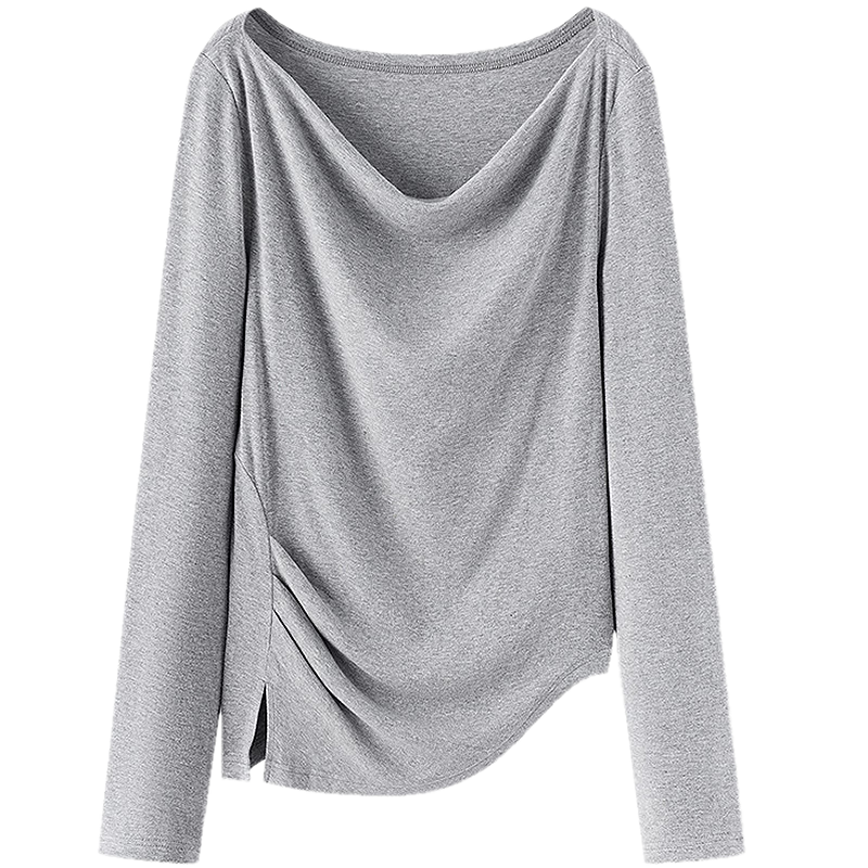 Semir Women's Long Sleeve Crop Top Off-Shoulder Waist Slim Fit Shirt 26 Autumn One-Shoulder Elegant Outerwear 10A526101001