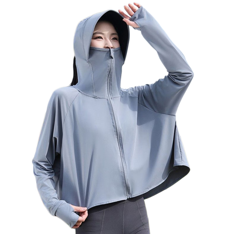 Langsha Women's Summer 2026 New Black Coated Brim UV Protection UPF50+ Ice Silk Outdoor Sun Protection Jacket