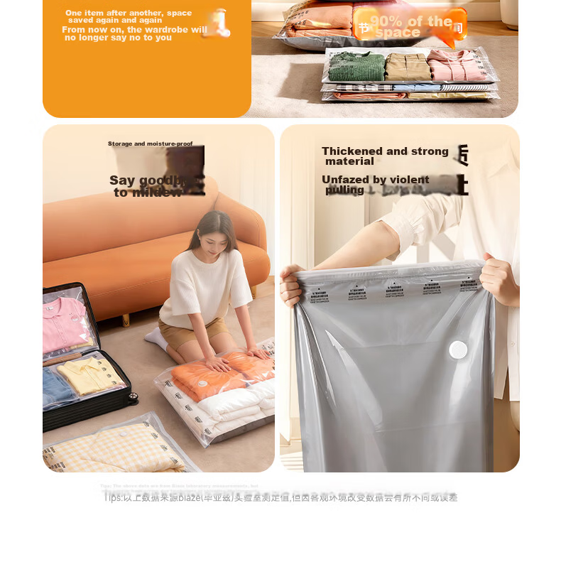 BIAZE Vacuum Compression Storage Bags for Quilts, Clothes, and Down Jackets, 4 Extra Large and 3 Jumbo Bags with Electric Pump 4