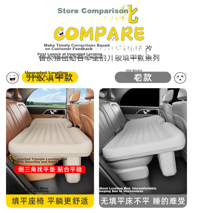 Uncle Snail Thickened Car Rear Seat Sleeping Mat Foldable Mattress SUV Vehicle Bed Long-Distance Rear Seat Sleeping Aid 13