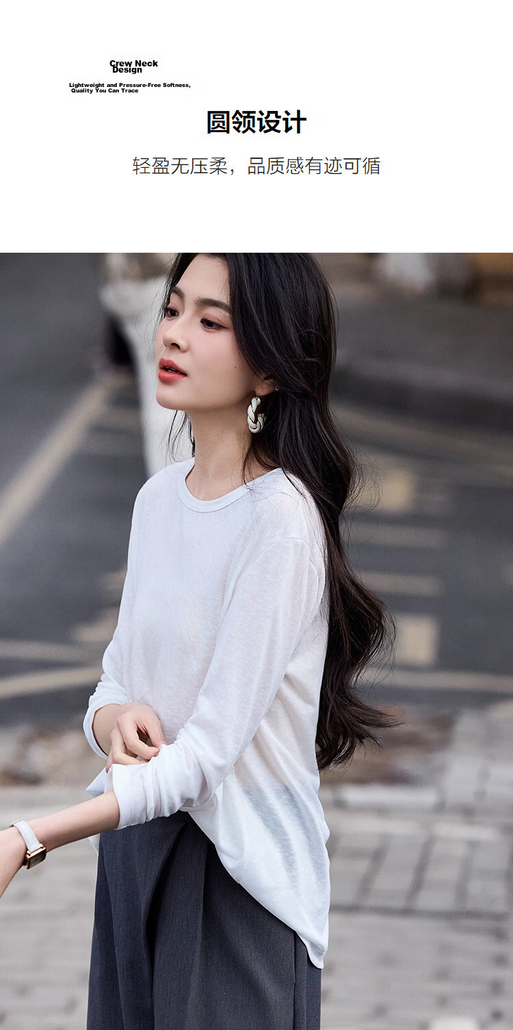 Demana Breathable Tencel Spring Elegant Round Neck Tie Back Slimming Conceal T-Shirt for Women Premium Feel 7