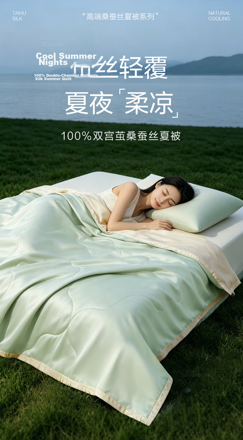 Taihu Snow 100% Mulberry Silk Summer Quilt Tencel Air Conditioning Quilt Washable Summer Blanket Class A Antibacterial Peach Smoke Pink 2*2.3m 1