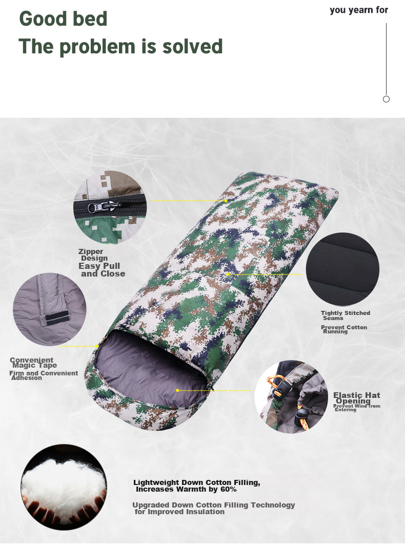 BeiJiLang Thickened and Widened Autumn Winter Outdoor Warm Sleeping Bag Tent Camping Office Nap Cold Resistant Sleeping Bag Quilt 4