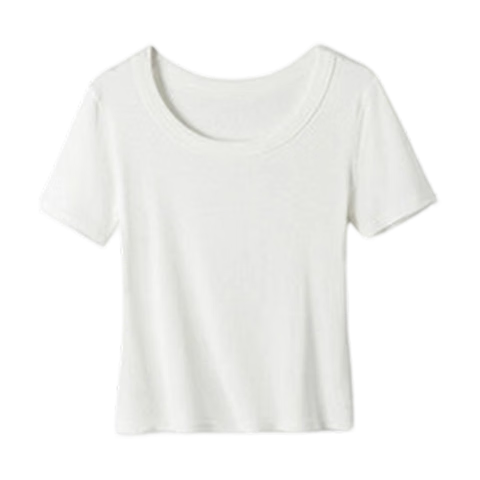 Herbal Original Women's Short Sleeve Slim Fit Square Neck T-Shirt Solid Color Summer Top